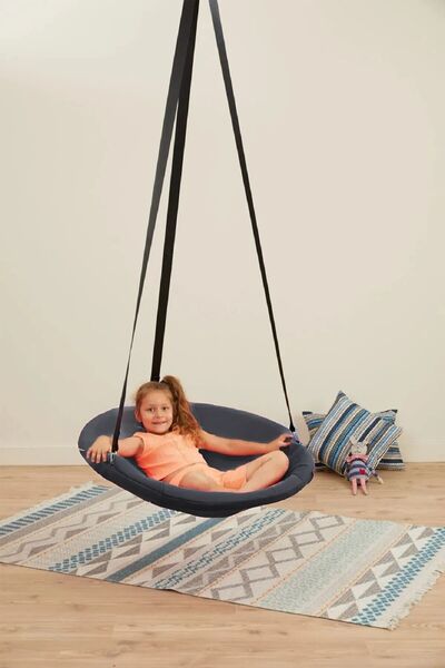 scoco Gri Relaks Çocuk Ve Yetişkin Salıncak Koltuk - Yuvarlak Tavana Asılan S...