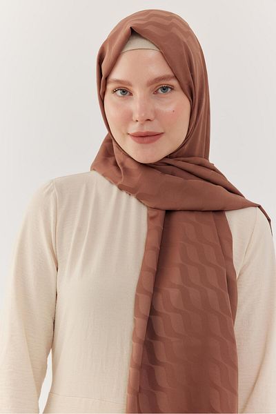 MİRSOY SCARF Yalı Silky Jacquard Shawl - Wave Pattern