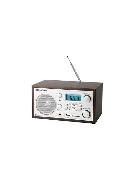 Blow AM/FM radio, Bluetooth, BLOW RA2 11268, LCD display, USB port, SD port, alarm clock, gray with brown