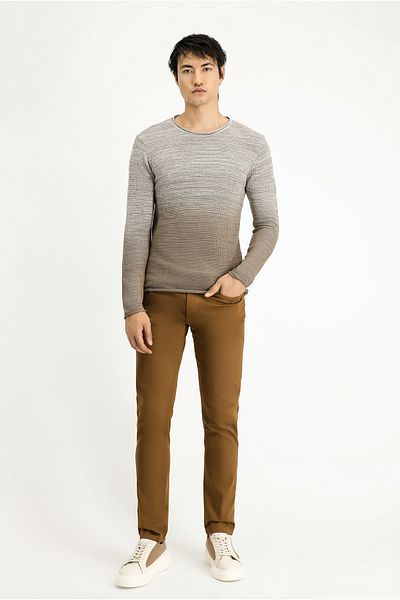 Kiğılı Crew Neck Slim Fit Slim Fit Patterned Cotton Knitwear Sweater