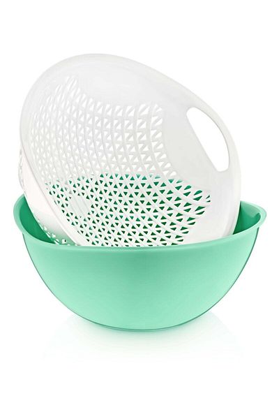 Melkan Home Multi-Purpose Bowl with Strainer 3 Liter Pastel Green