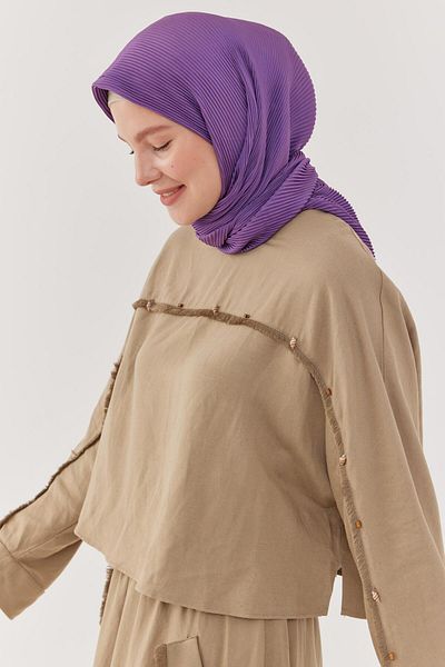 MİRSOY SCARF Purple Pleated Scarf