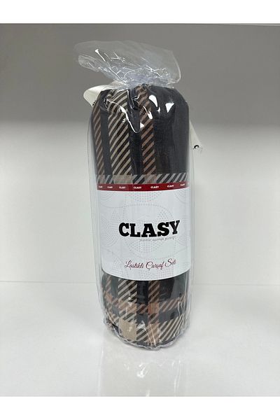 Clasy Ranforce Single Elastic Sheet Set - Black and Colorful Patterned