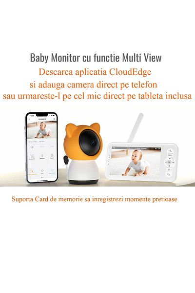 Smart Vibe Baby Monitor WiFi 2in1 Multi View HelloKid™ DUO 2K 5” Night Vision