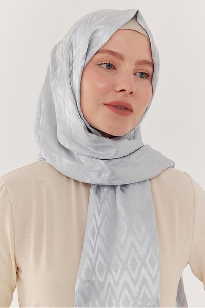 MİRSOY SCARF Γυαλιστερό Ζακάρ Σάλι Μπακλαβά - Ασημί