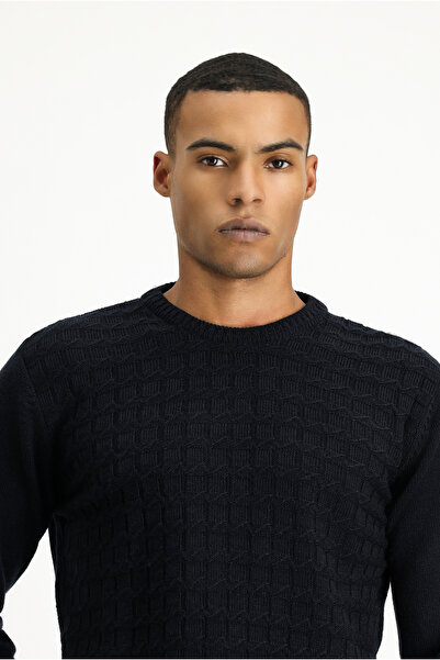 Kiğılı Bisiklet Yaka Regular Fit Desenli Triko Kazak