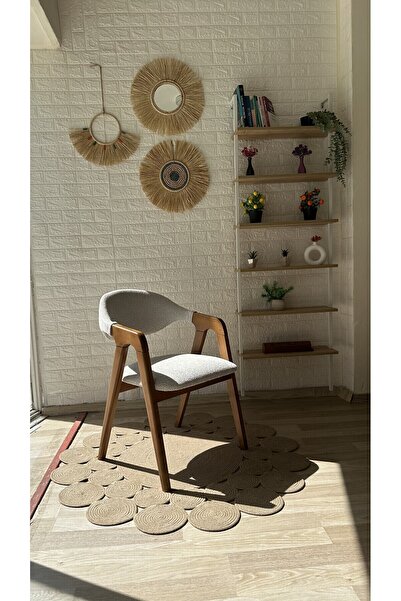 silla Concept Lorenzo Sandalye Teddy Krem Kahve Desenli Kumaş Ceviz Ahşap San...