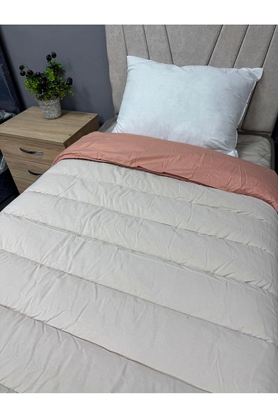 Clasy 100% Mavrobian Ranforce Quilt Beige-Salmon Plain Patterned