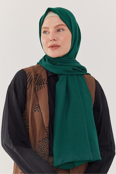 MİRSOY SCARF Şal jacquard cu model de dungi de culoare petrol