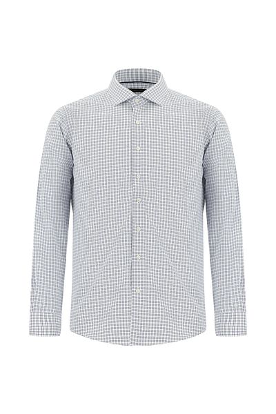 Abdullah Kiğılı Long Sleeve Slim Fit Slim Fit Plaid Cotton Shirt