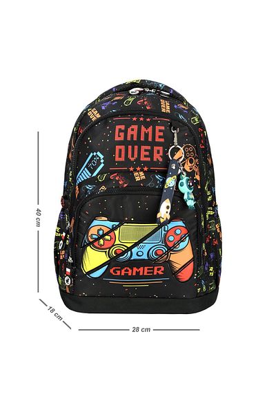 Bodmar Çanta Since 2023 مجموعة حقائب مدرسية ابتدائية للأولاد من Game Over بنمط ثلاثي (حقيبة، غداء حراري، حامل قلم
