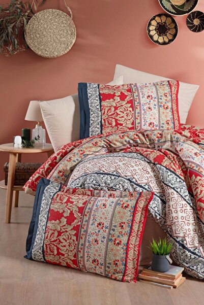 Clasy Ranforce Double Red Duvet Cover Set - Temperament V1
