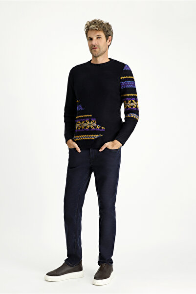 Kiğılı Crew Neck Regular Fit Patterned Cotton Knitwear Sweater