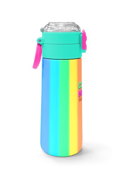 Coral High Kids Colorful Striped Patterned Straw and Direct Drinking Steel Thermos 500 ml 31873