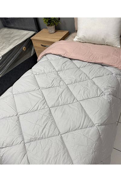 Clasy 100% Cotton Ranforce Single Double Sided Quilt Salmon-Ice Blue