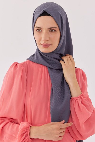 MİRSOY SCARF Smoked Tetris Patterned Silky Jacquard Shawl