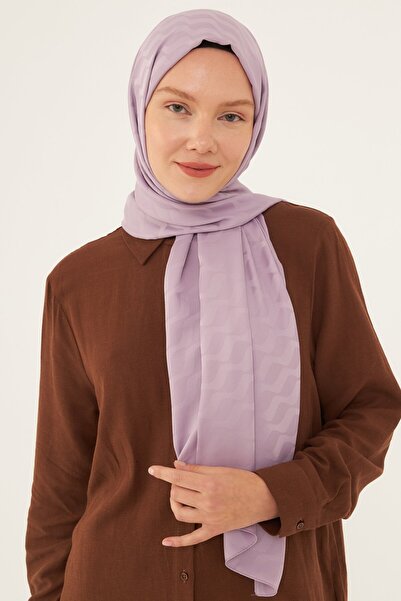 MİRSOY SCARF Dalga Desen İpeksi Jakar Şal - Lila
