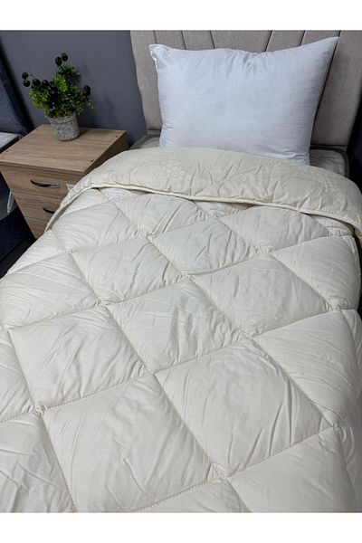 Clasy Ranforce 100% Cotton Double Mandarin V1 - Cream/Beige, Plain Pattern Quilted