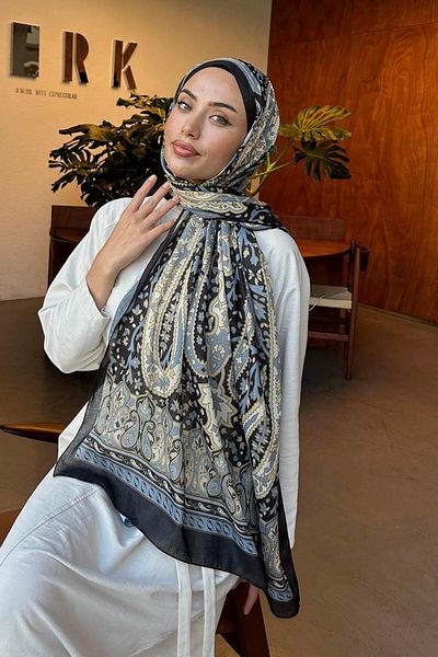 lamelif.com Черен бежов ретро памучен шал