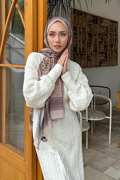 lamelif.com Памучен шал Versa с шарки - Mink Earth