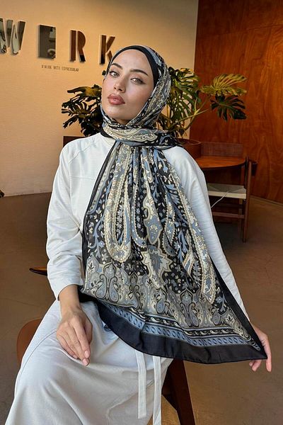 lamelif.com Черен бежов ретро памучен шал