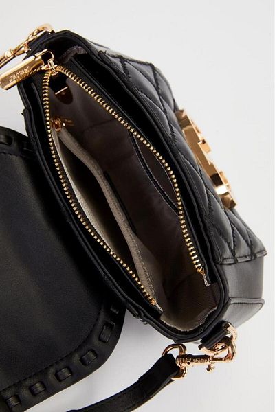 Levidor Black Rectangular Shoulder Strap Metal Lock Women's Handbag