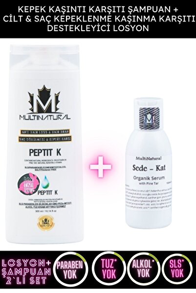 multinatural Kepek Şampuan, Saç Dökülmesi Şampuanı 300ml + Kepeklenme Egzamanskremi 100ml