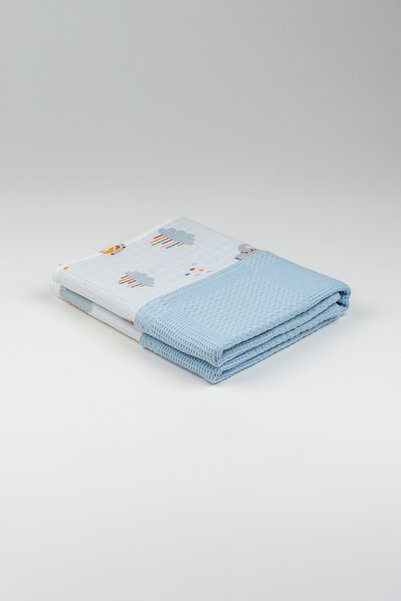 pufien Multi-Pattern Reversible Muslin Baby Blanket, Multi-Purpose Waffle Muslin Blanket & Blanket