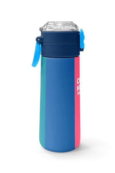 Coral High Kids Colorful Striped Patterned Straw and Direct Drinking Steel Thermos 500 ml 31879