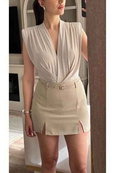 HAZELANNA Beige Shorts Skirt