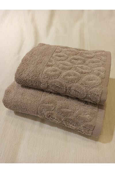 ŞENER HOME Σετ 2 Bade Bath, Πετσέτα Μπάνιου και Κεφαλιού - Καφέ