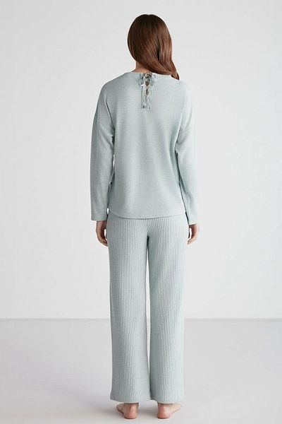 U.S. Polo Assn. 16954 Set de pijamale cu mânecă lungă, cu gât rotund, verde Melange