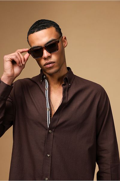 Kiğılı Long Sleeve Regular Fit Button Collar Linen Look Sports Cotton Shirt
