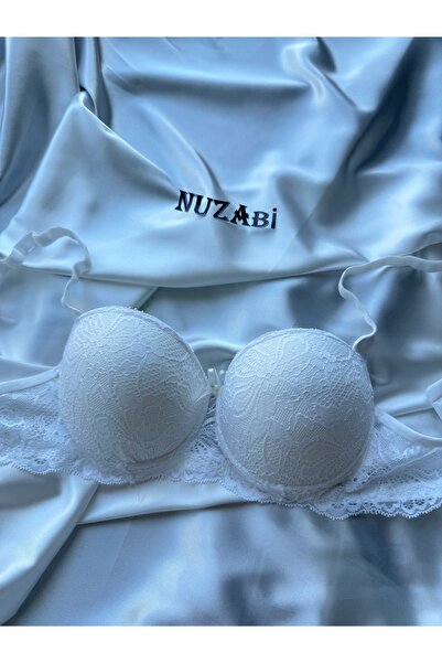 Nuzabi Σουτιέν Scarlett White Lace με ενίσχυση και ενσωματωμένα μπανέλες