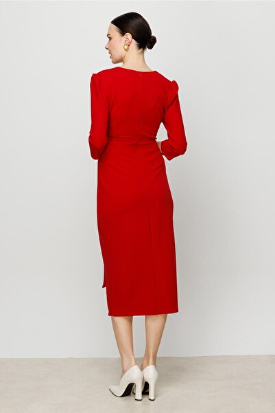 AYHAN Kruvaze Kırmızı Renk Elbise