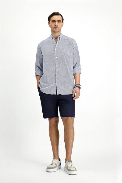 Kiğılı Long Sleeve Regular Fit Patterned Cotton Button Collar Shirt