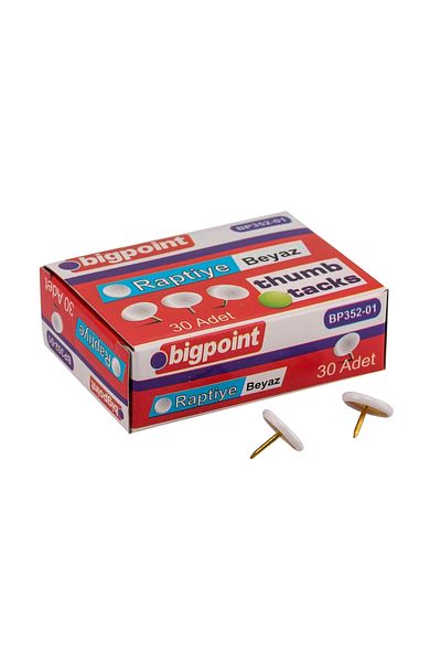 Bigpoint White Colored Box of 10 Pushpins