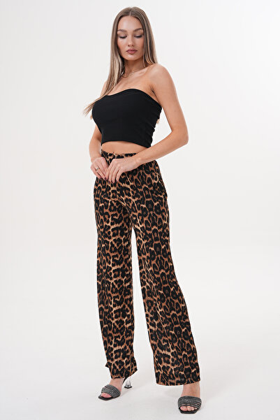 lzv Women's Leopard Print Thin Satin Summer Loose Wide Leg Sweatpants – Lightweight & Stylish