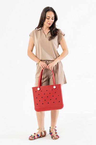 Hilaliart Red Eva Beach Bag - Vibrant Color, Waterproof, Perforated