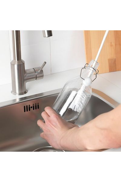 IKEA Medelvåg White Bottle Brush – Long Handle, Soft Bristles For Jars & Bottles – 43 Cm Length