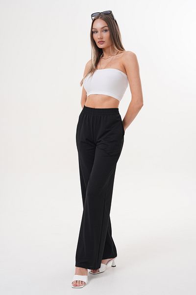 lzv Women's Plain Black Thin Satin Summer Loose Wide Leg Sweatpants – Comfortable & Stylish
