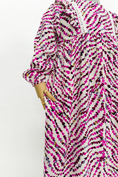 Betül Akbay Kız Çocuk Viskon %100 Pamuk Tesettür Elbise Ahsen Model Uzun Tam Boy Elbise