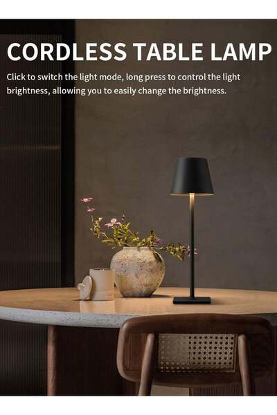 ONELİGHT مصباح طاولة Onelight Led قابل لإعادة الشحن بارتفاع قدم، إضاءة ثلاثية الألوان لا نهائية