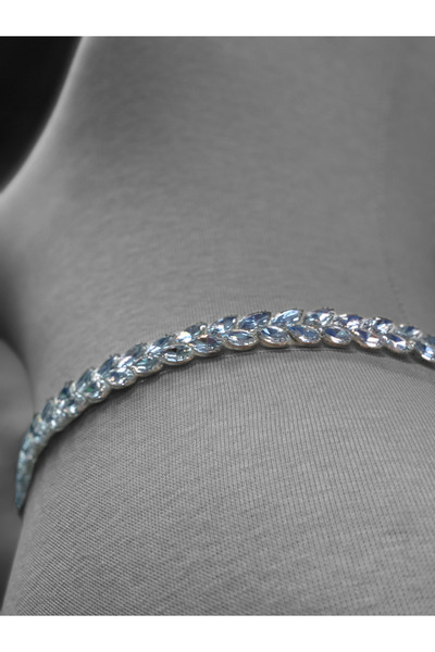 WeddingShopStone Stoned Belt Bow Silver Crystal Fringe Brooch - Bridal Henna Evening Dress Engagement