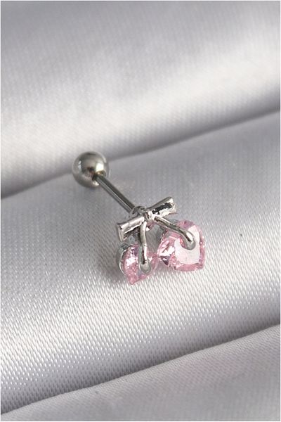 Skygo 316L Steel Silver Color Pink Zircon Stone Heart Tragus Piercing - Tj-Pr1235