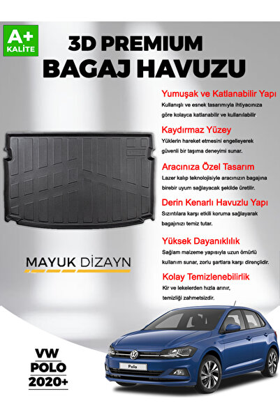 Mayuk Dizayn Volkswagen Polo 2021 Sonrası MYK 3D Premium Yumuşak Bagaj Havuzu