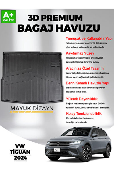 Mayuk Dizayn VOLKSWAGEN TİGUAN 2024+ ÜST KADEME MYK 3D Premium Yumuşak Bagaj ...