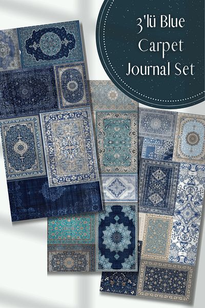 Hume Craft Set of 3 Blue/Navy Blue Ethnic Pattern Carpet Themed Stickers