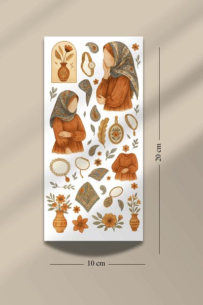 Hume Craft Set of 6 Ottoman and Hijab Themed Stickers Set Fit for Bullet Journal Agenda
