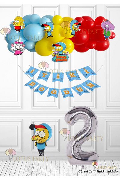LOTUS PARTY Σετ πάρτι γενεθλίων King Şakir με άδεια 2 ετών King Şakir Foil Balloon King Şakir Ειδικά κομμένα στολίδια